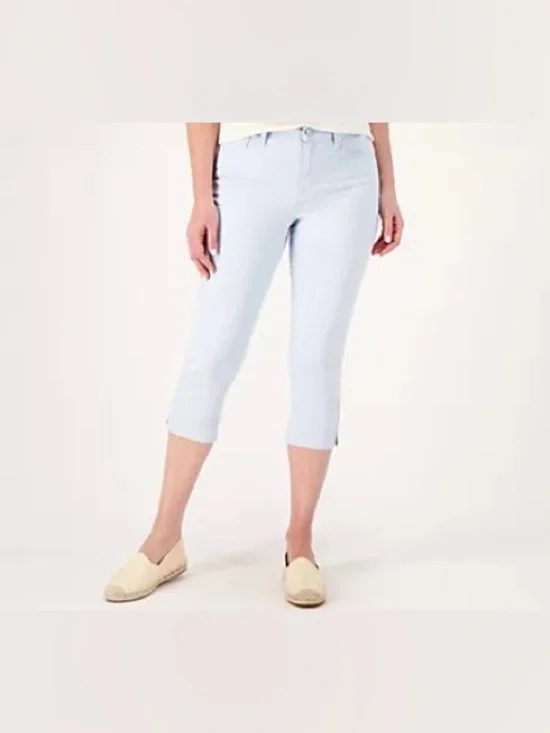 Laurie Felt Wave Capri Denim 5-Pocket Capri with Ankle Zipper - Motion Stretch - Picture 1 of 12
